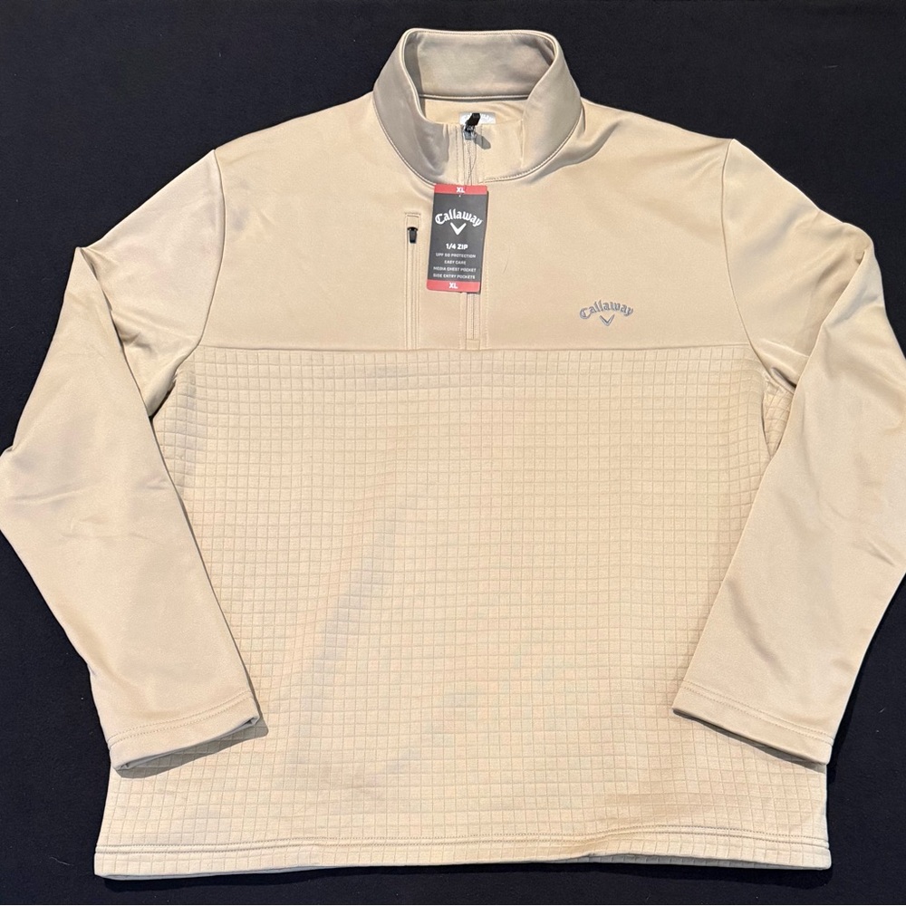 Callaway Quarter Zip UPF 50 Sun Protection Pullover Chinchilla Mens Size XL